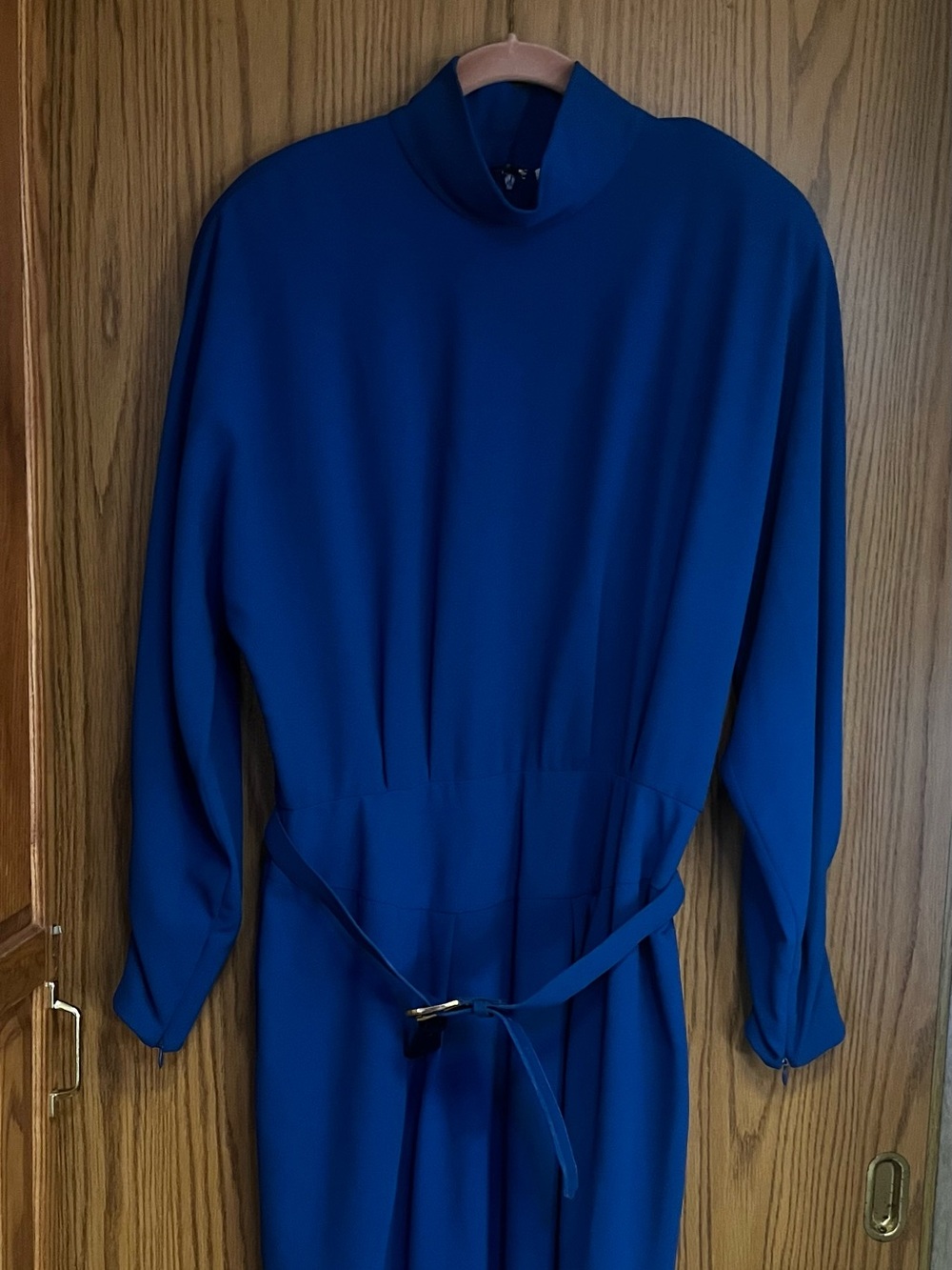 Liz Claiborne Dresses Classic Blue Long-Sleeve Belted Dress - Size 14